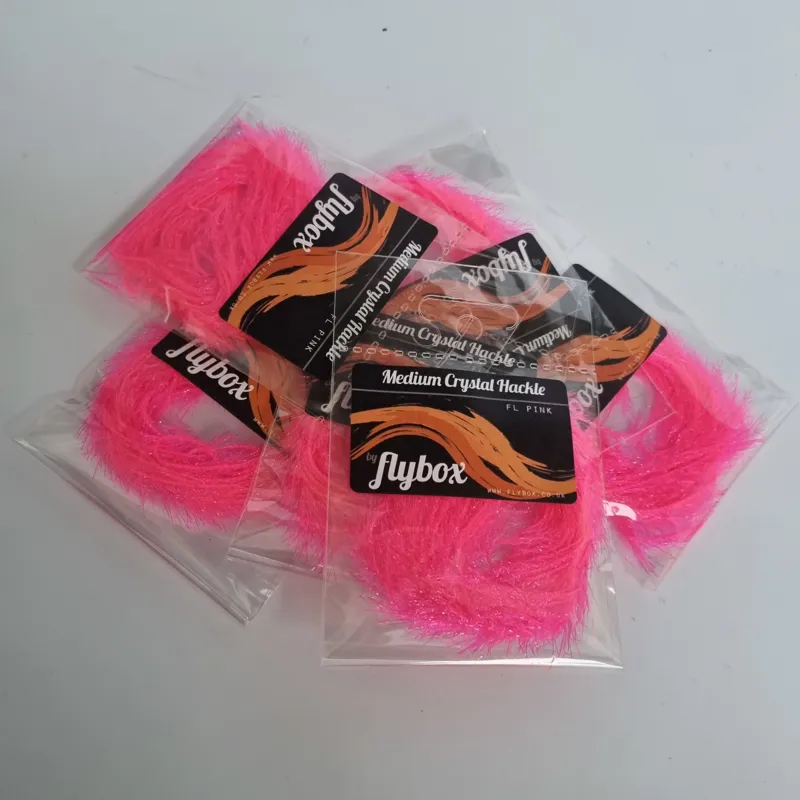 Flybox Medium Crystal Hackle in Fl.Pink-1